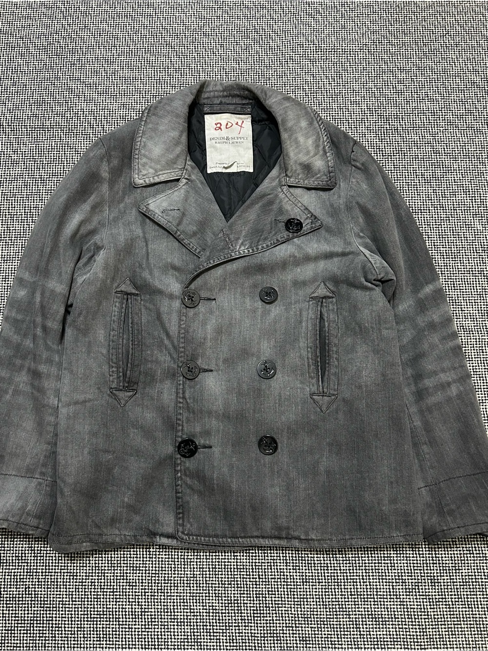 Denim & Supply Ralph Lauren Washed Gray Double-Breasted Peacoat